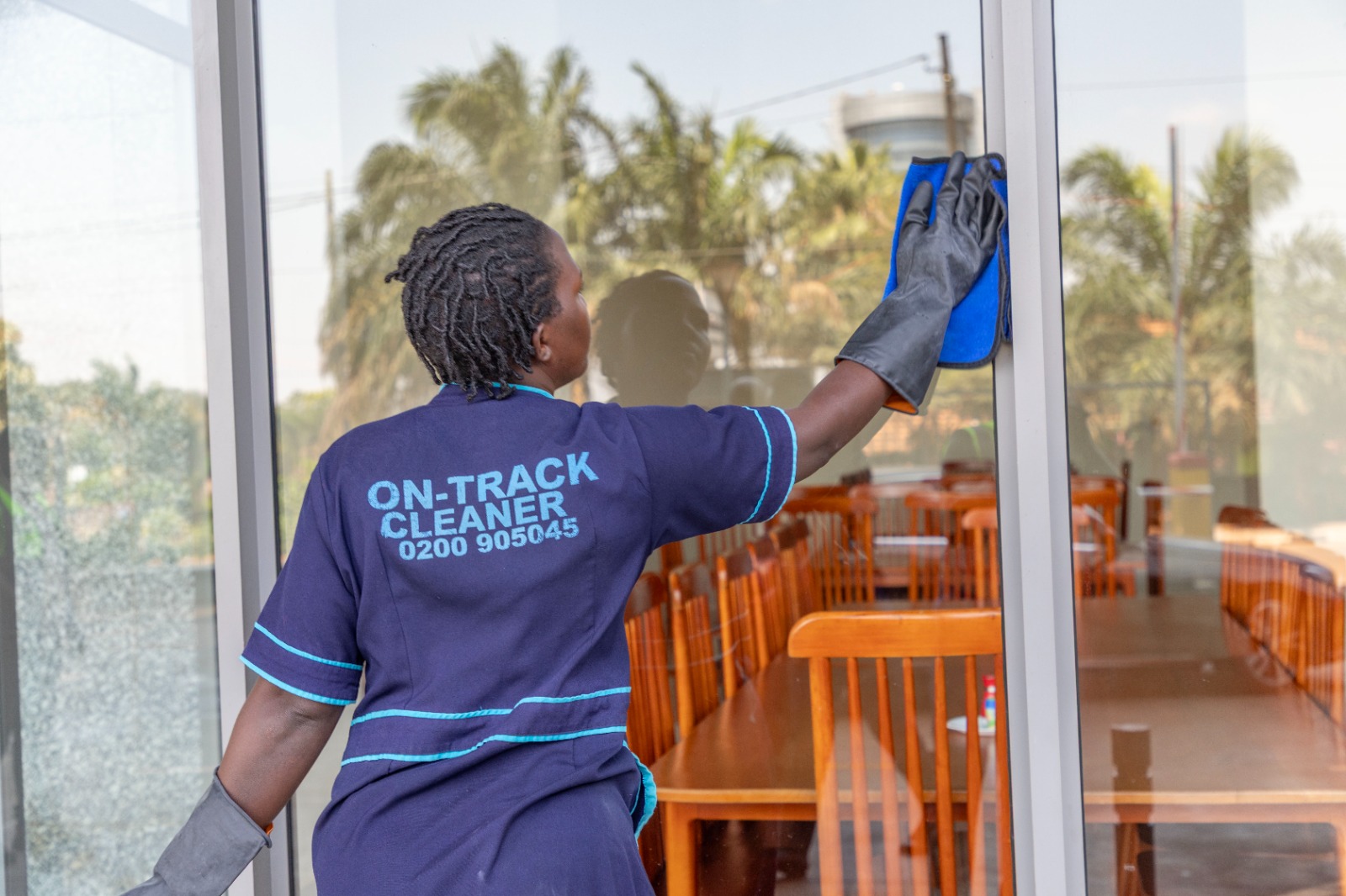 Professional cleaning team at work